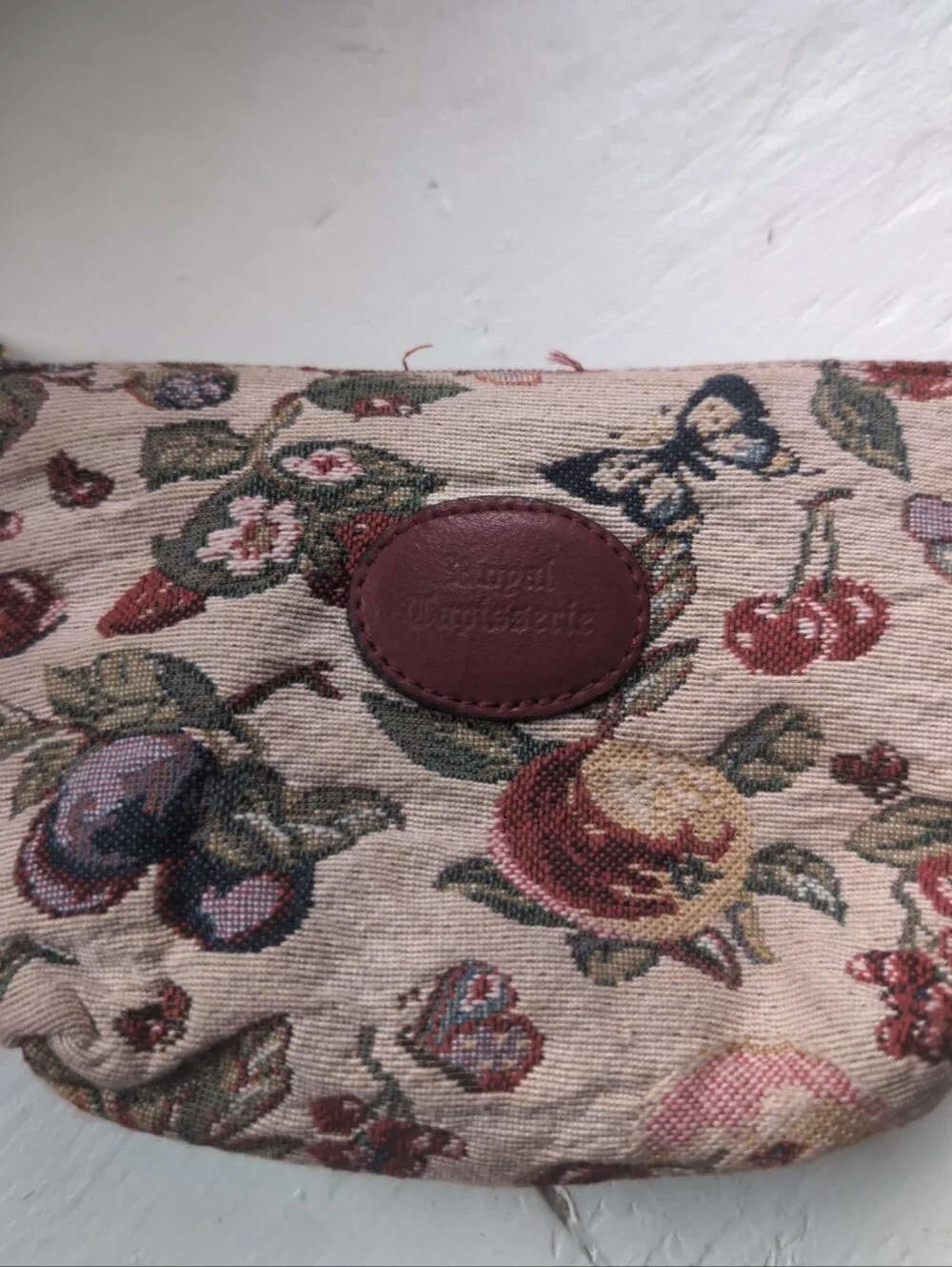 Royal Tapisserie tapestry floral, fruit and butterfly print cosmetics pouch